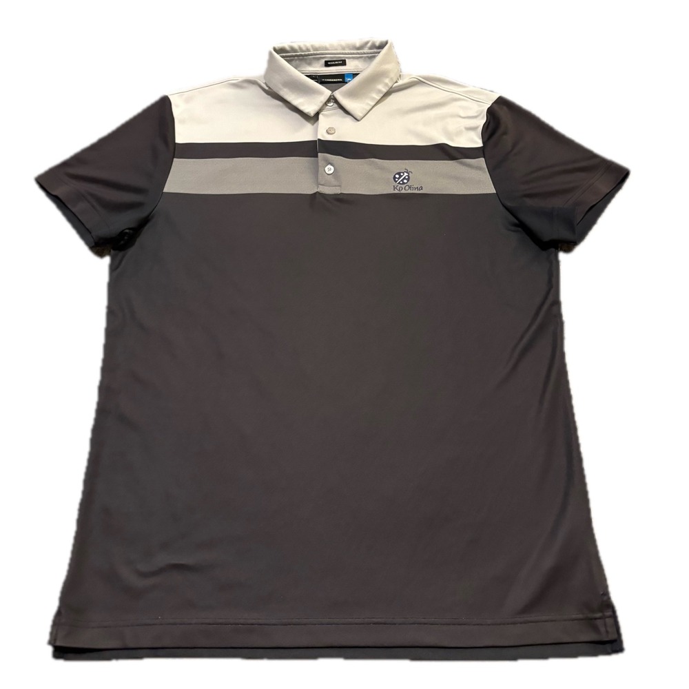 J.Lindeberg Kade Golf Polo Shirt Mens Large Gray Black Ko Olina Regular Fit